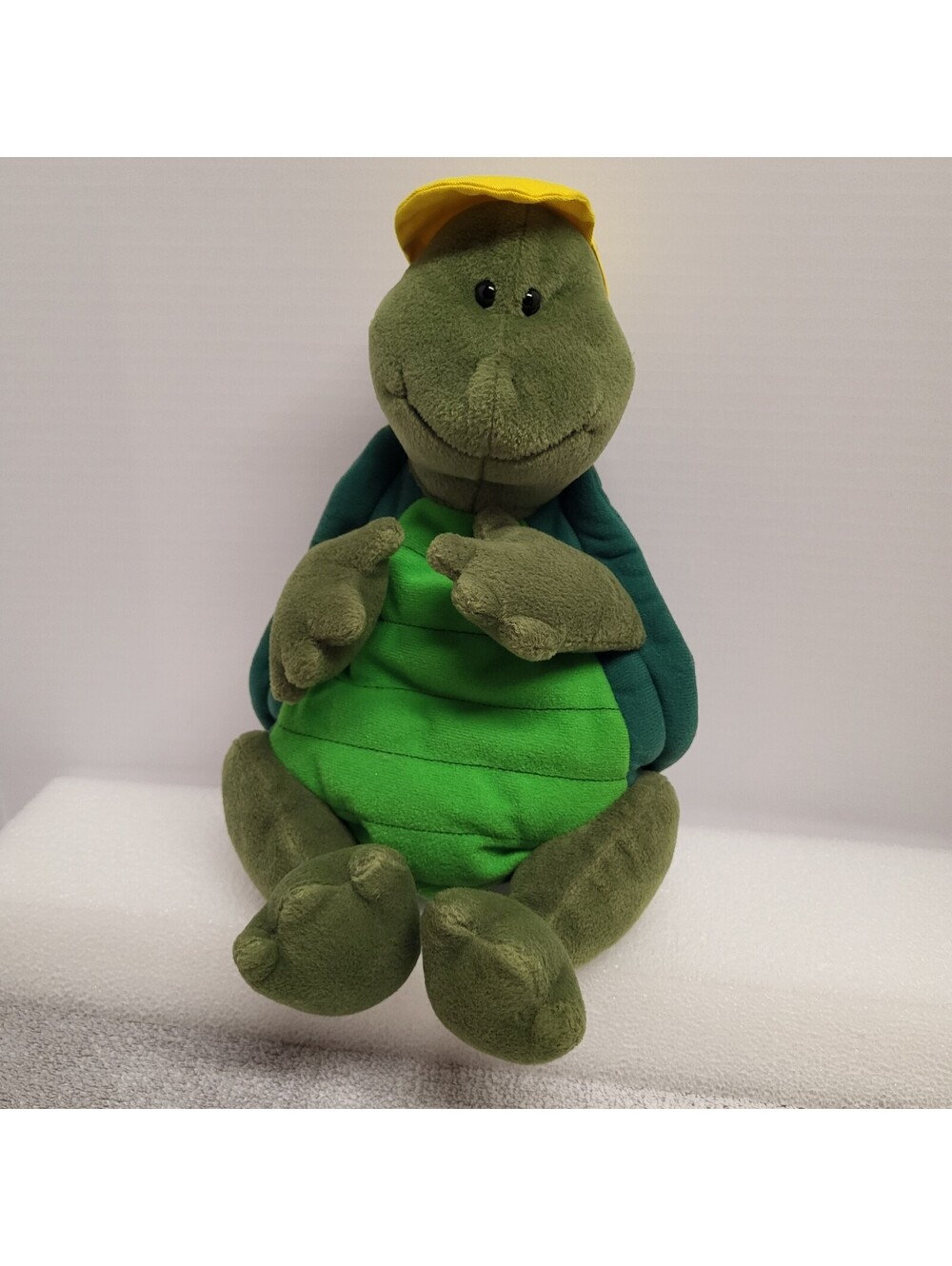 VTG Sweet Stuff Moe Green Turtle Plush Toy/purse Yellow Hat zipper shell pouch